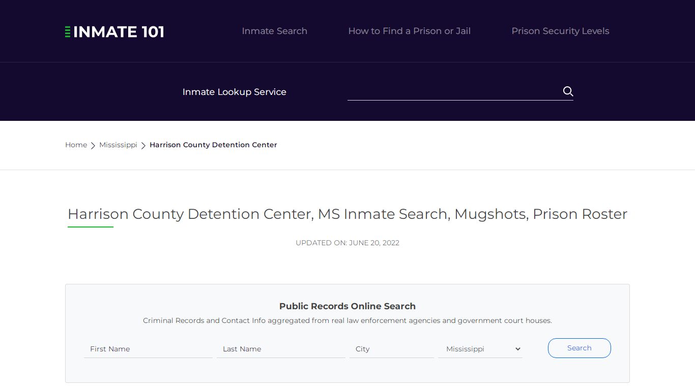 Harrison County Detention Center, MS Inmate Search ...